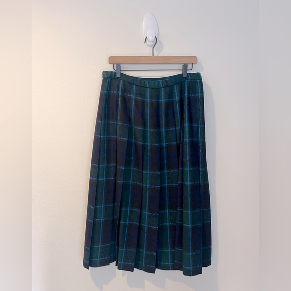 Pendleton Dresses & Skirts - Pendleton tartan plaid wool pleated midi skirt blue green